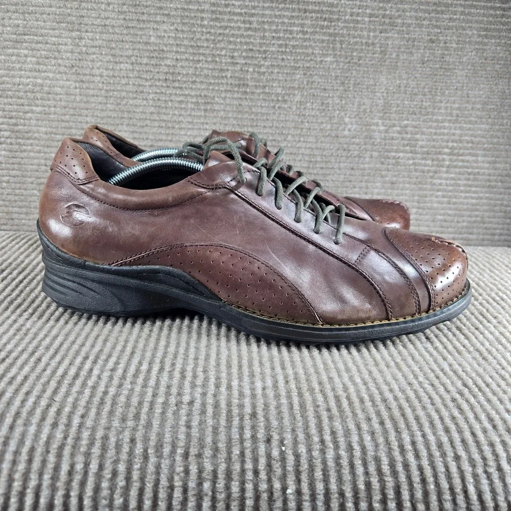 Gravity Defyer Mens 11.5 Brown Leather Perforated Lace Up Oxford‎ Walking Shoes